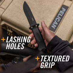 Gerber handle detail with textured overmold for secure grip and comfort