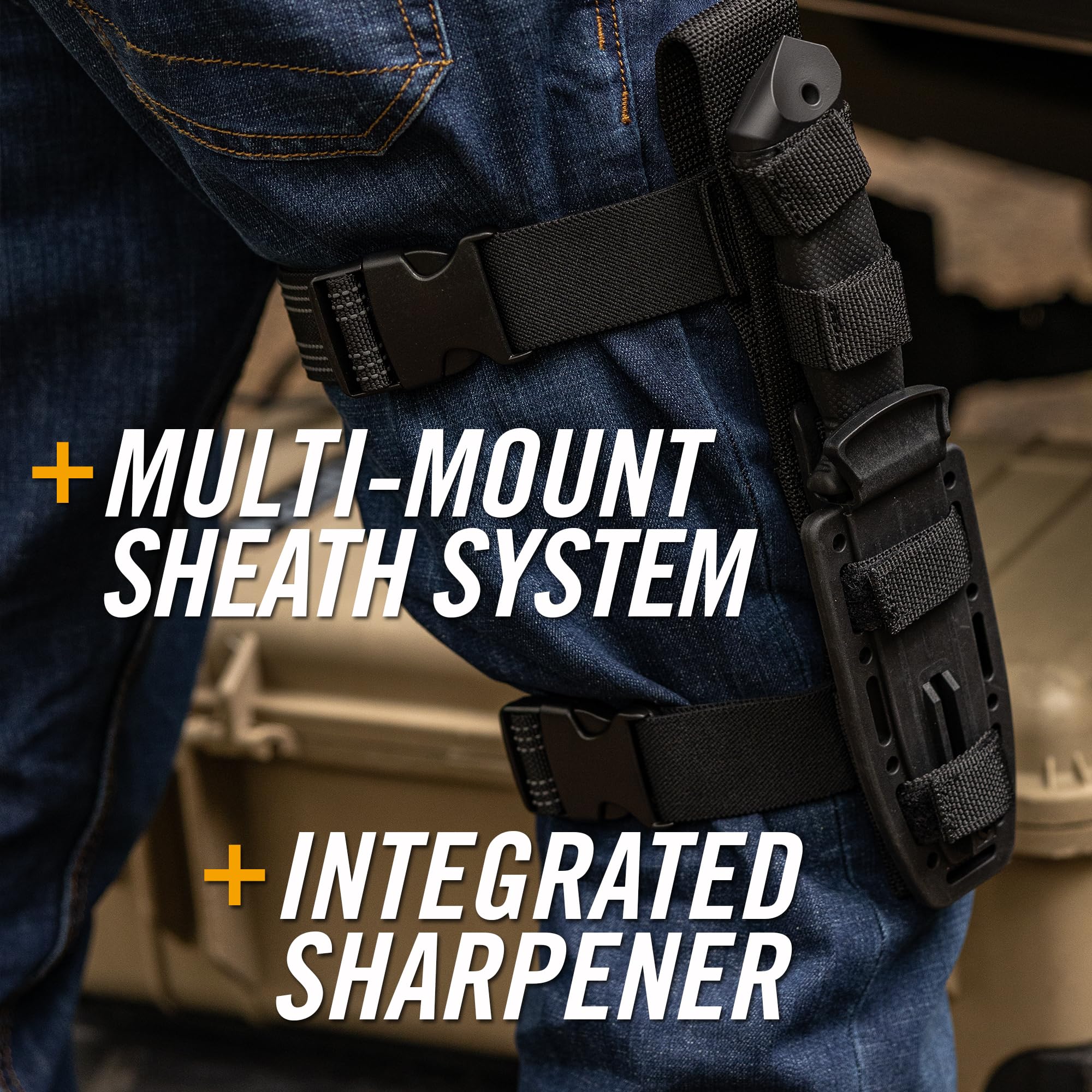Gerber sheath with built-in carbide sharpener and MOLLE attachment benefit