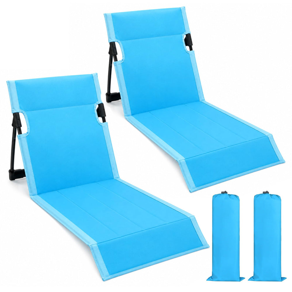 Gerrii front view light blue chairs showing portable seating and easy setup