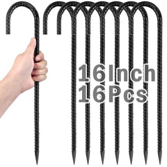 GESTONE front view of 16-inch stakes showing all 16 pieces and J-top for secure anchoring