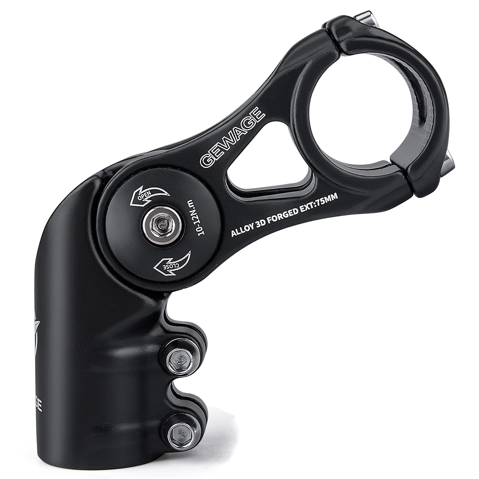 GEWAGE front view stem showing profile and clean matt finish for versatile fit