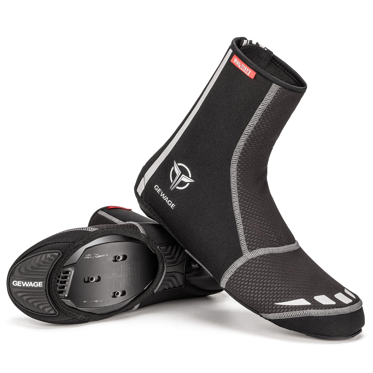 GEWAGE front view of overshoes showing fit and protection