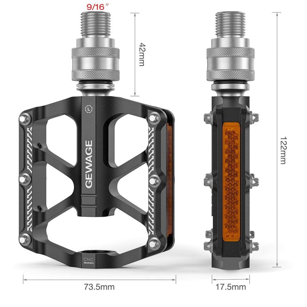 GEWAGE pedal installed on MTB crank demonstrating real-world fit