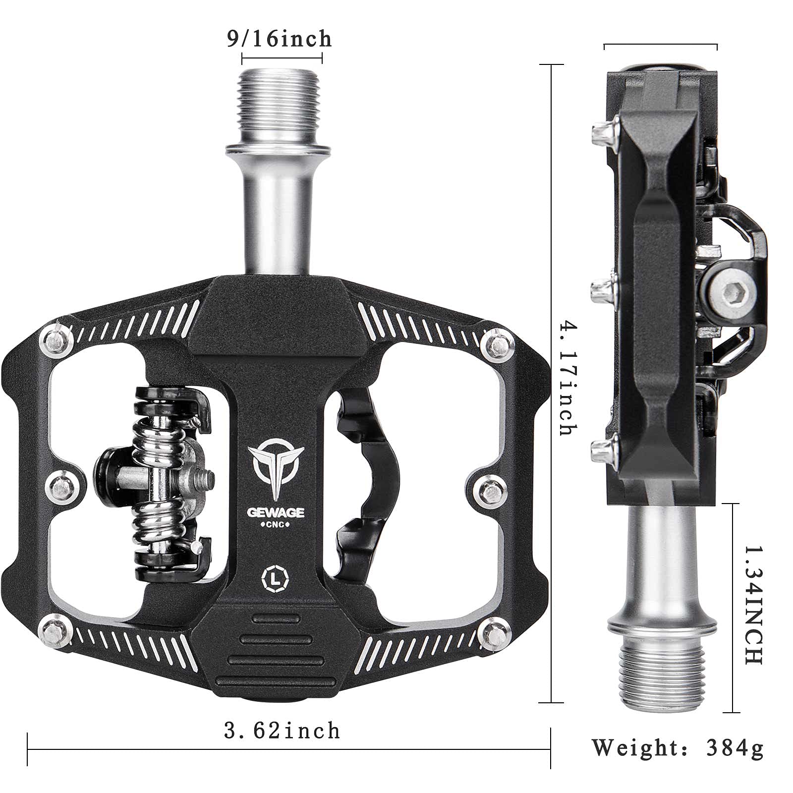 GEWAGE pedal mounted on mountain bike showing compatibility and stable performance