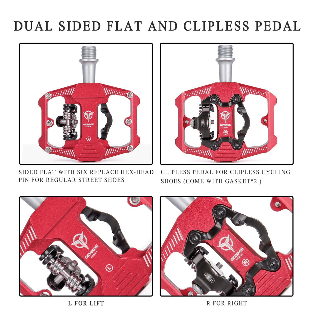 GEWAGE pedal mounted on bike for size comparison demonstrating compact durable fit benefit