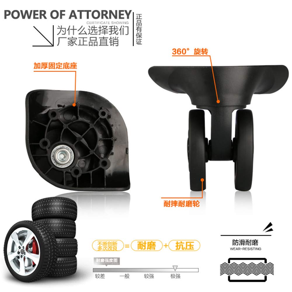 GH8 installed wheel inside suitcase lining demonstrating easy DIY replacement