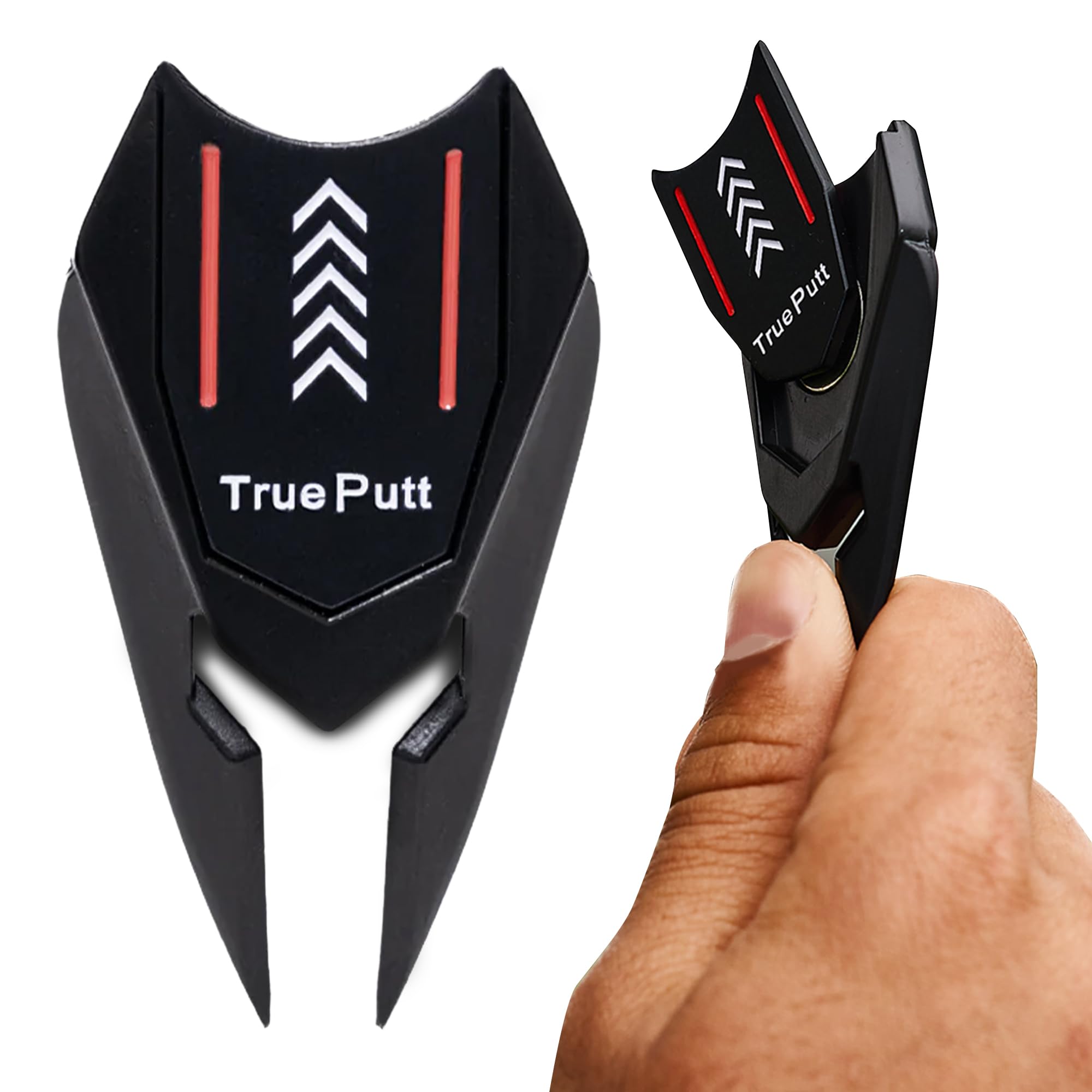 Ghost Golf front view of divot tool showing all features and compact design
