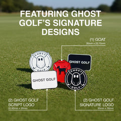 Ghost Golf magnetic marker attached to hat clip demonstrating quick access
