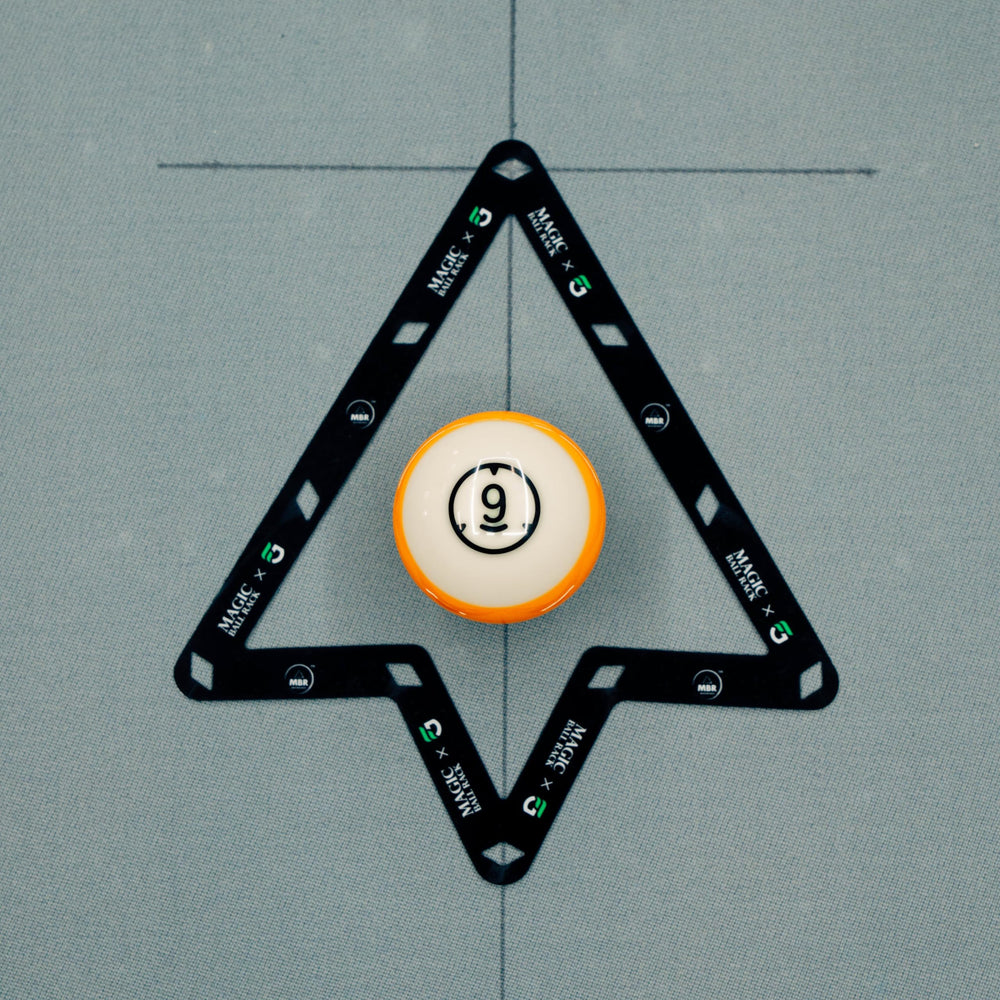 Ghost MagicRack 10-ball template close-up illustrating exact ball alignment