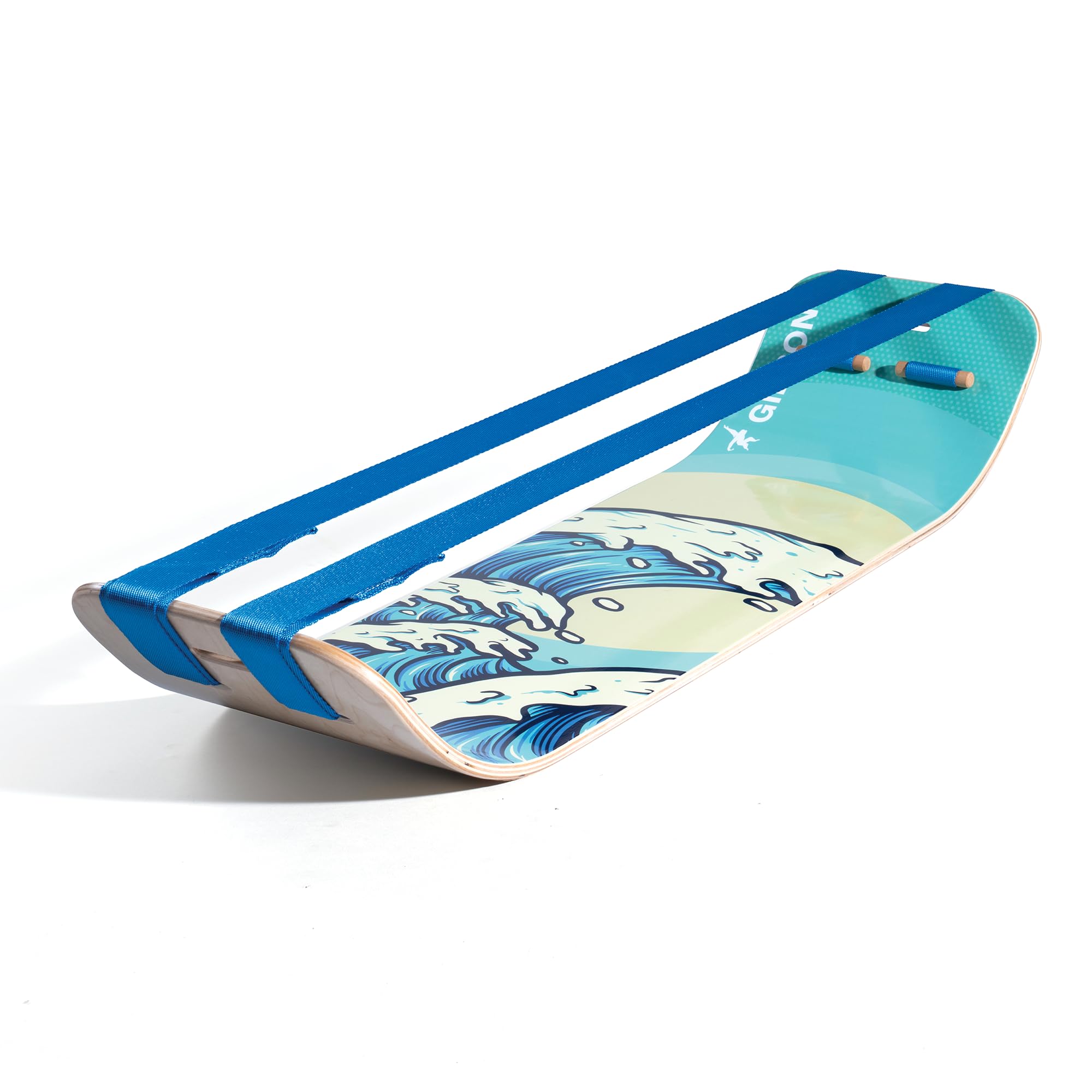 GIBBON SlackBoard Plus front view showing deck and grain, highlights portability