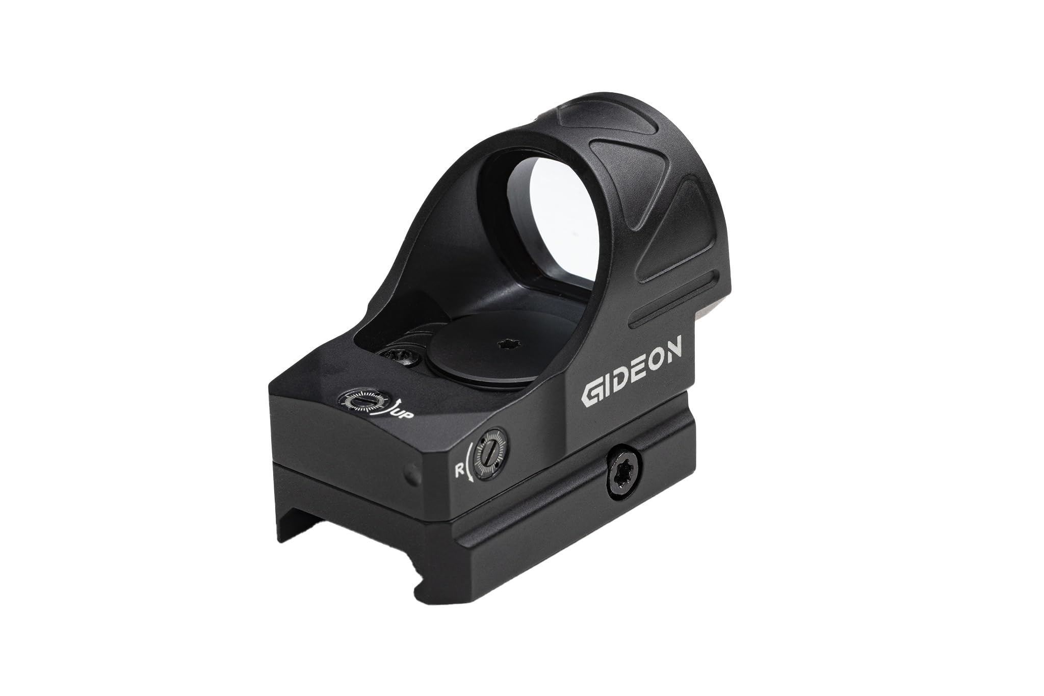Gideon Optics next to ruler showing size and scale for compact, lightweight benefit
