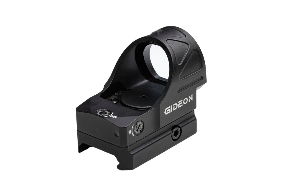 Gideon Optics next to ruler showing size and scale for compact, lightweight benefit