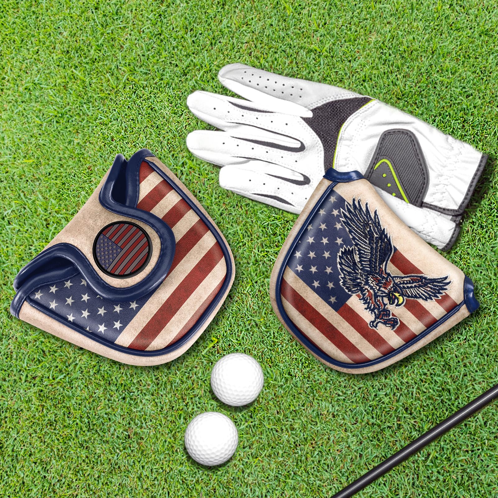GIGAPOWER headcover attached to golf bag offering stylish on-course presence