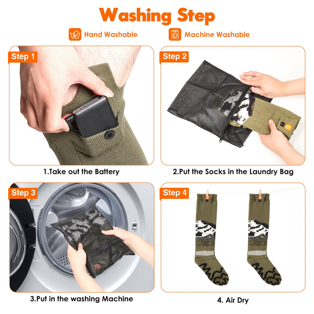 GIOIGOO heated socks inside winter boot demonstrating layered warmth for cold weather activities