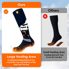 GIOIGOO heated socks worn outdoors in snow showing reliable warmth benefit