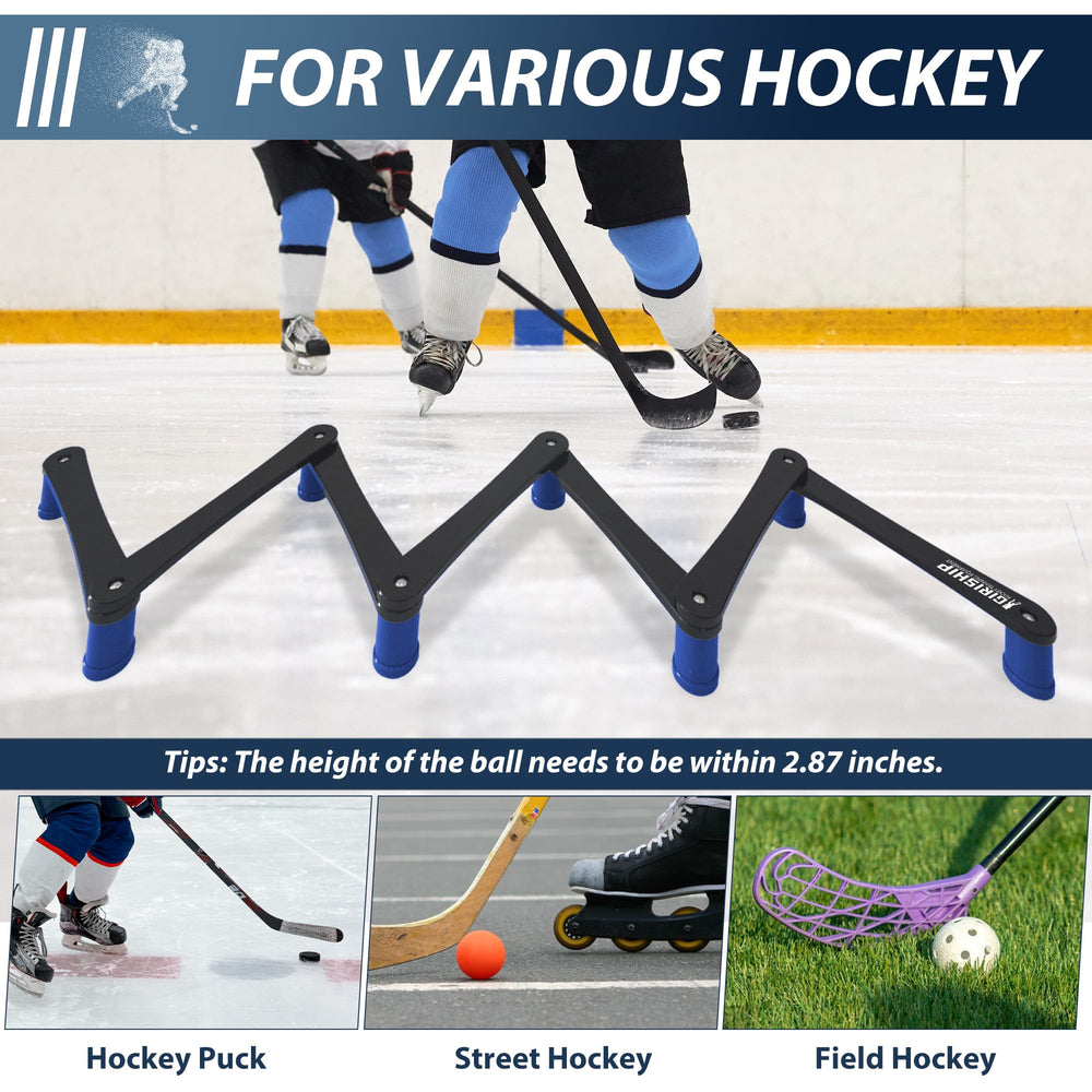 GIRISHIP trainer beside hockey stick to show scale and portability benefit