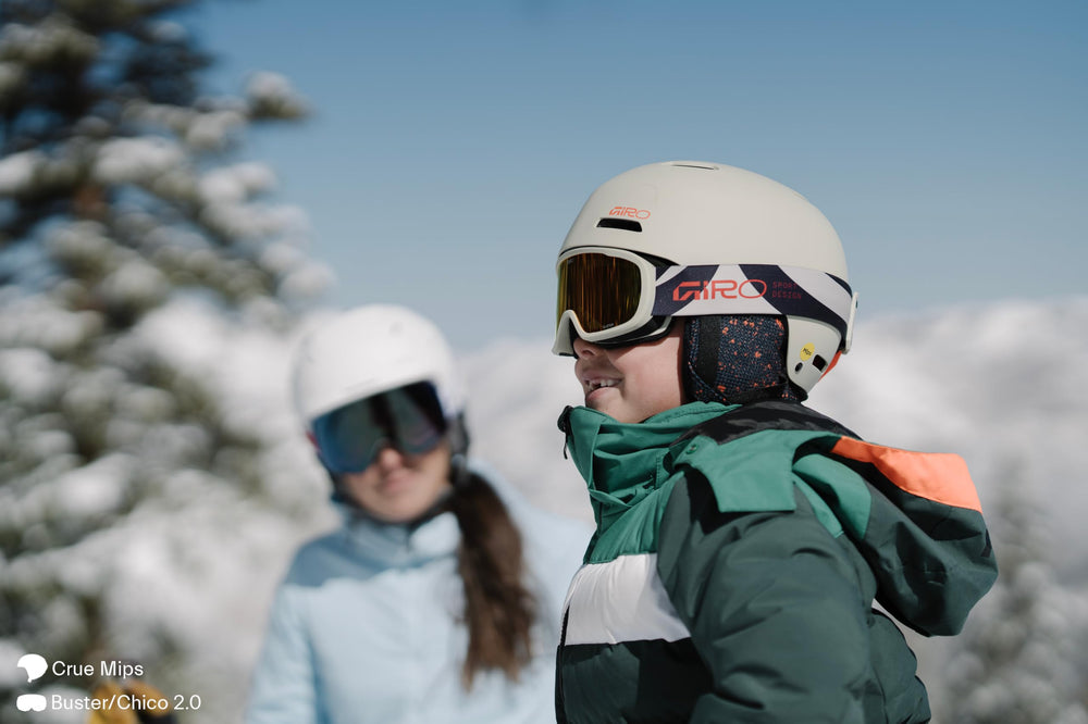 Giro Crue MIPS paired with youth goggles showing seamless compatibility benefit