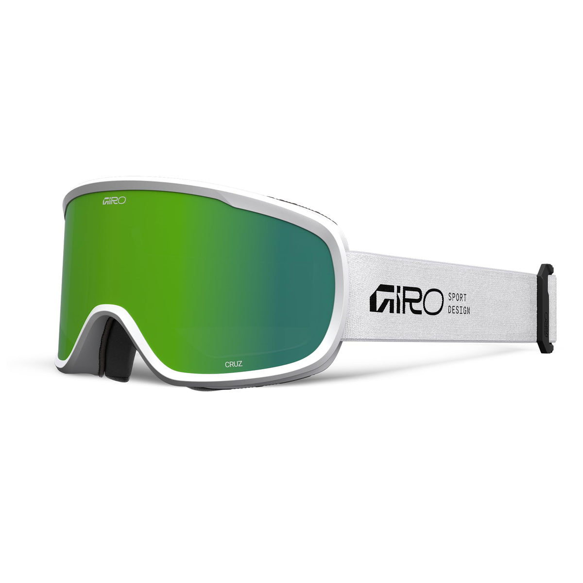Giro Cruz front view in white stacked showing full lens and frame, clear wide vision