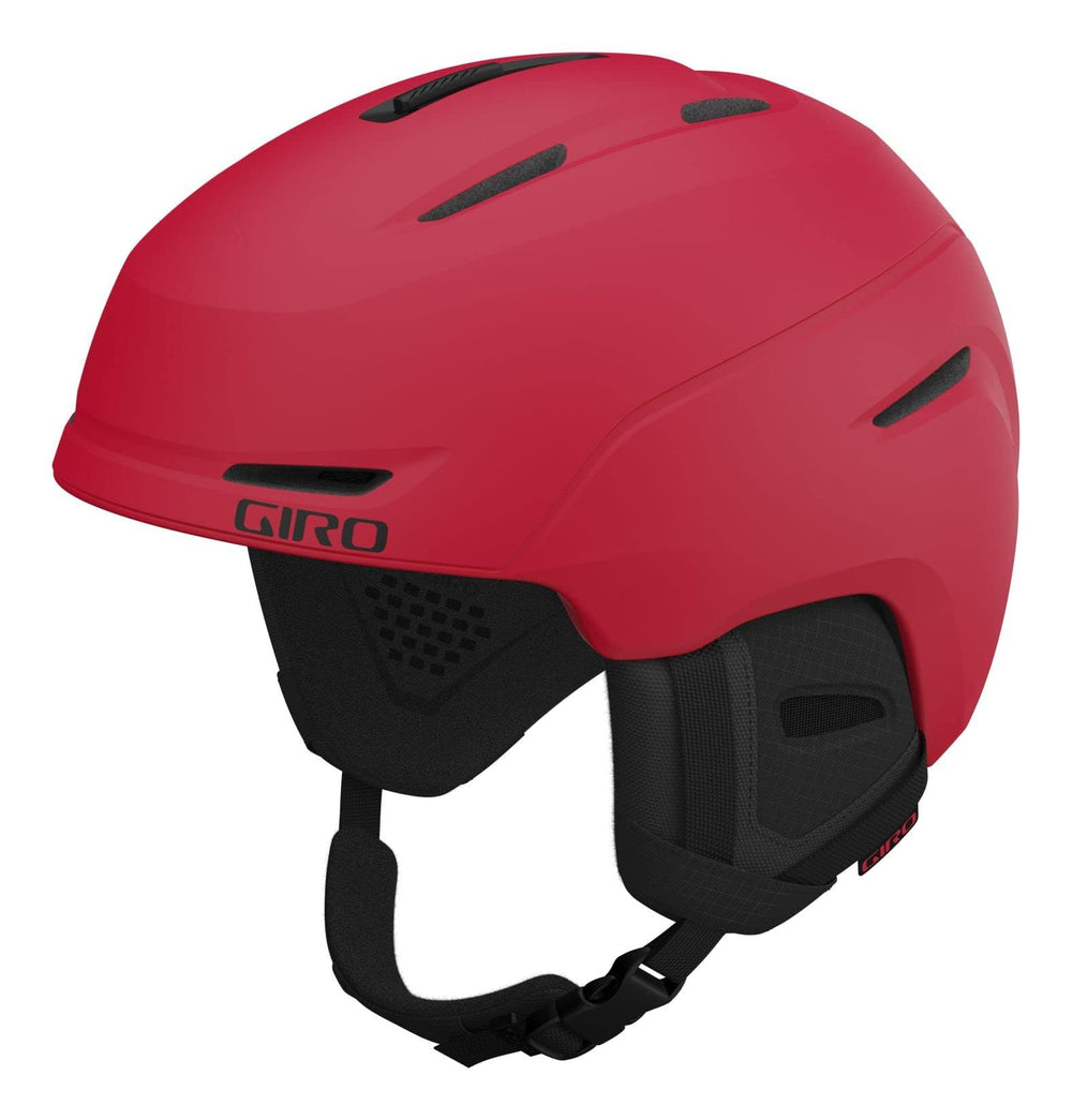 Giro Neo helmet front view in matte bright red showing streamlined profile and visibility benefit