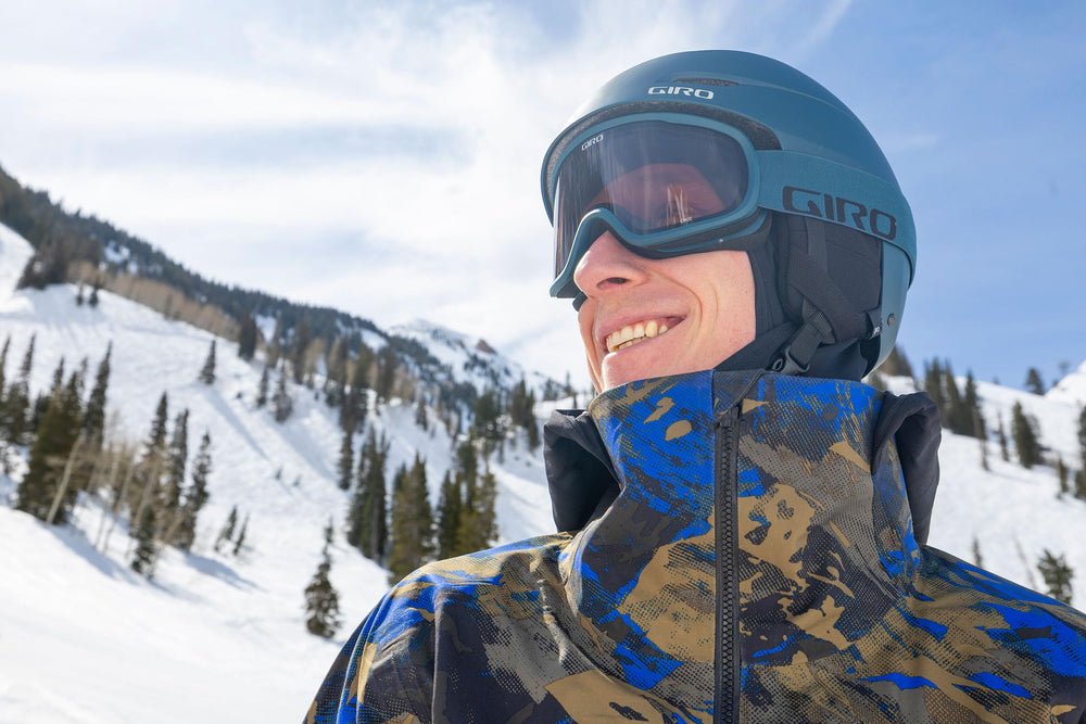 Giro Ratio worn on snowy slope illustrating comfortable fit and on-mountain confidence