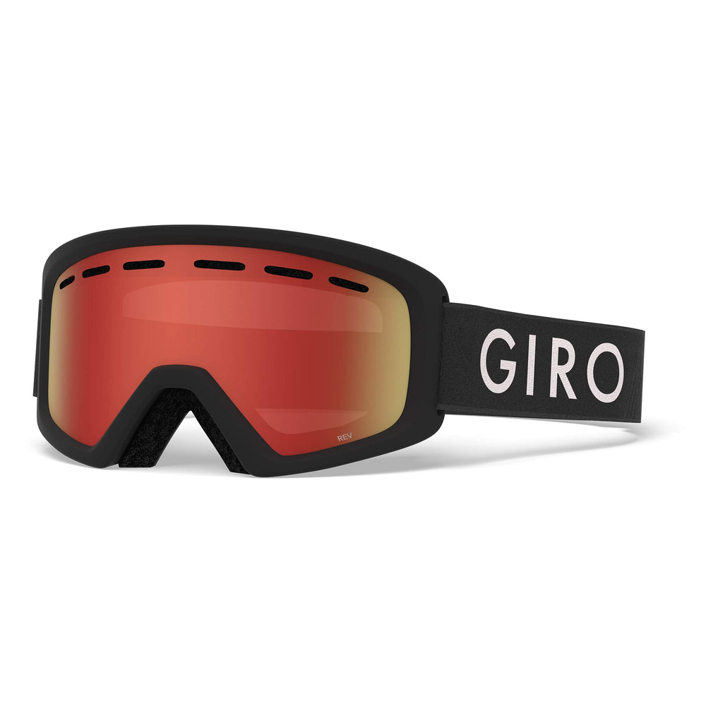 Giro Rev youth front view showing frame and Amber Scarlet lens improving contrast