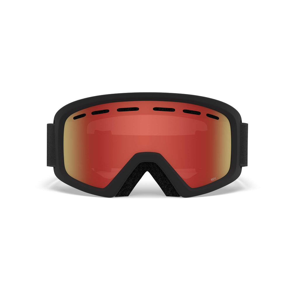 Giro Rev worn with youth helmet demonstrating compatible, gap-free fit and comfort