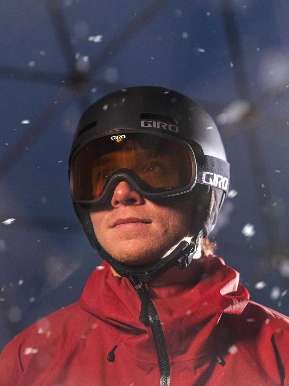 Giro lifestyle snowboarder on slope showing real-world vision and performance