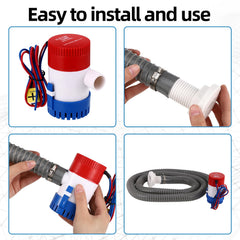 Gisafai installed in boat bilge demonstrating efficient water removal in use