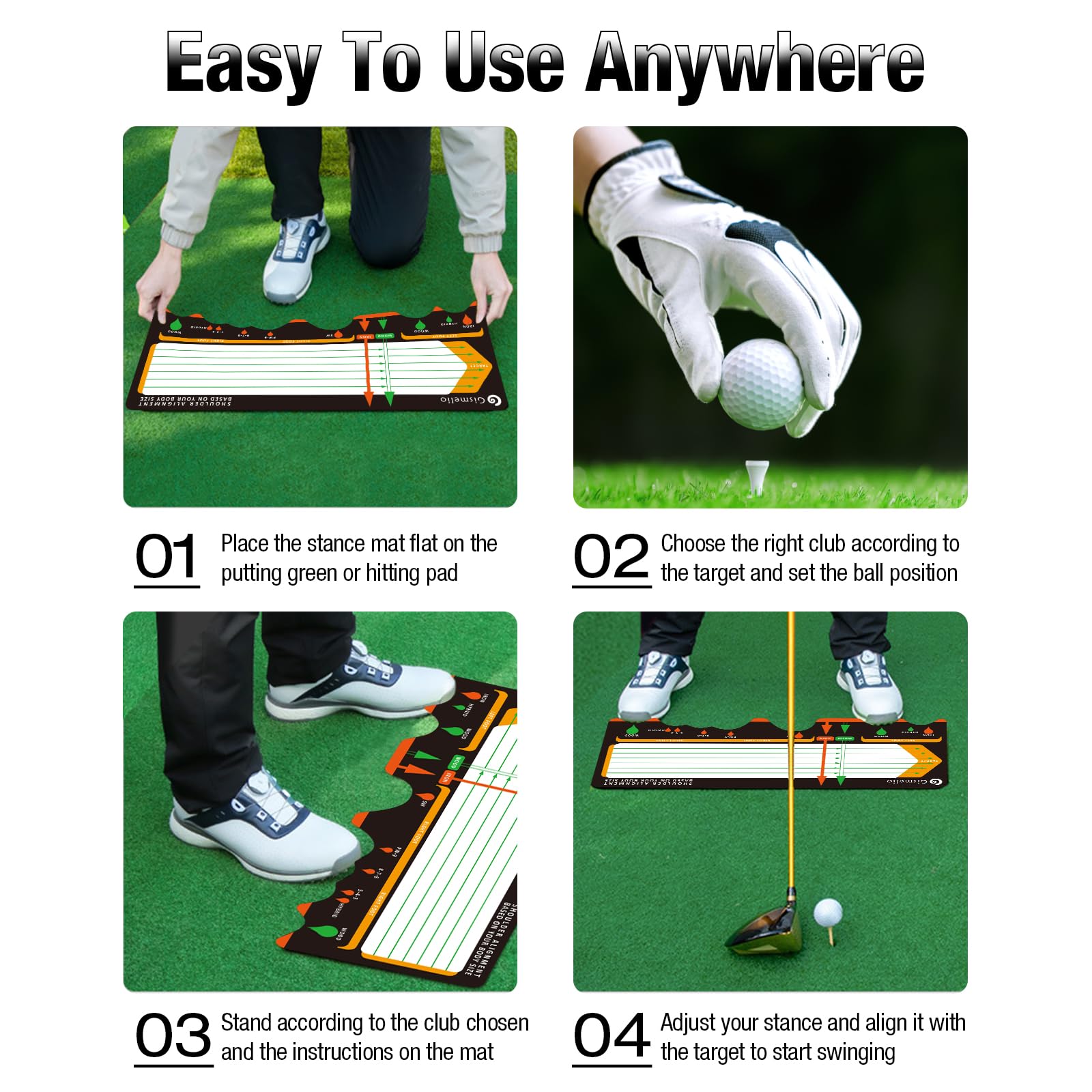 Gismelio in-use with golfer practicing stance to build muscle memory and posture