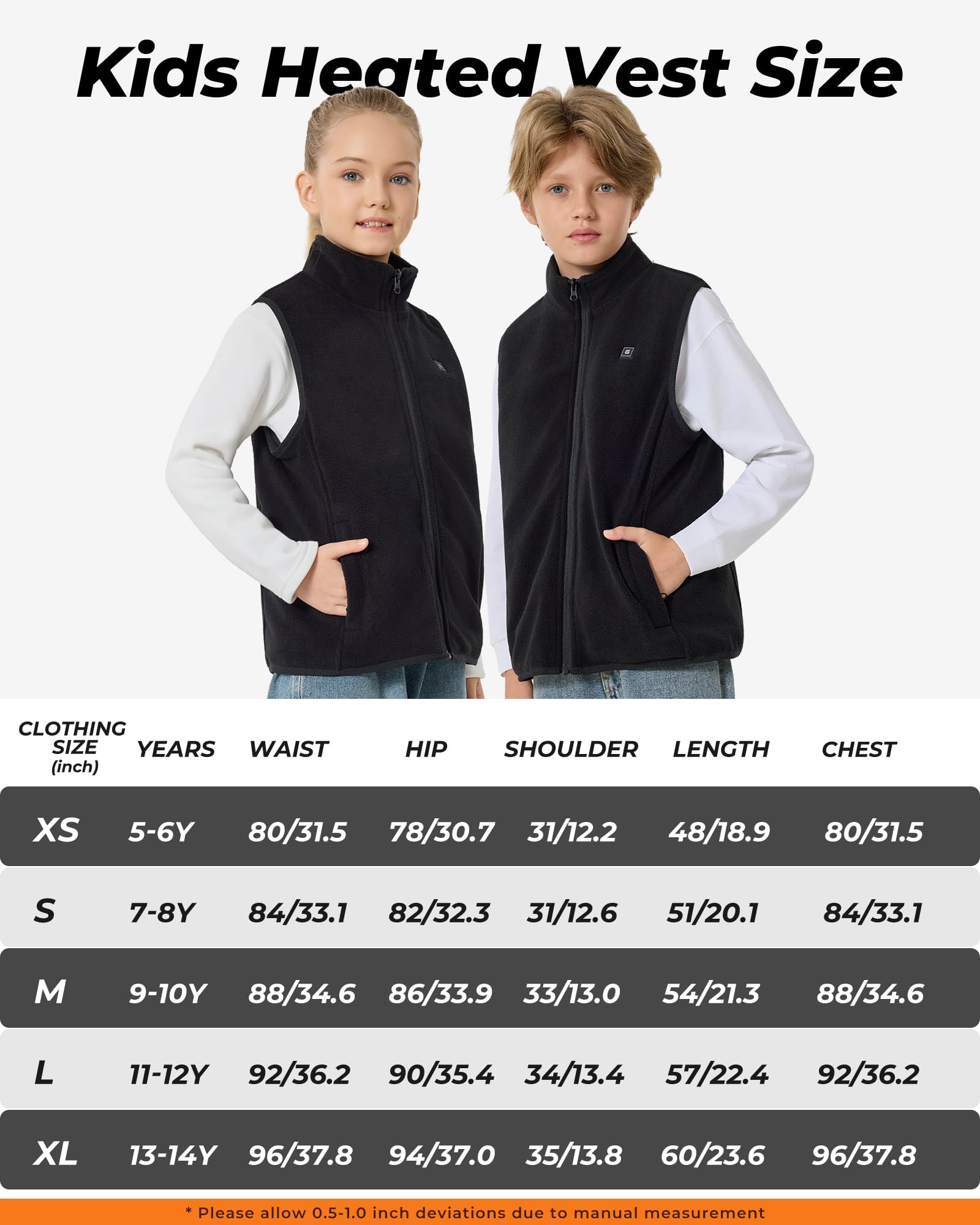 Glaais vest beside an adult hand for size comparison and fit reference