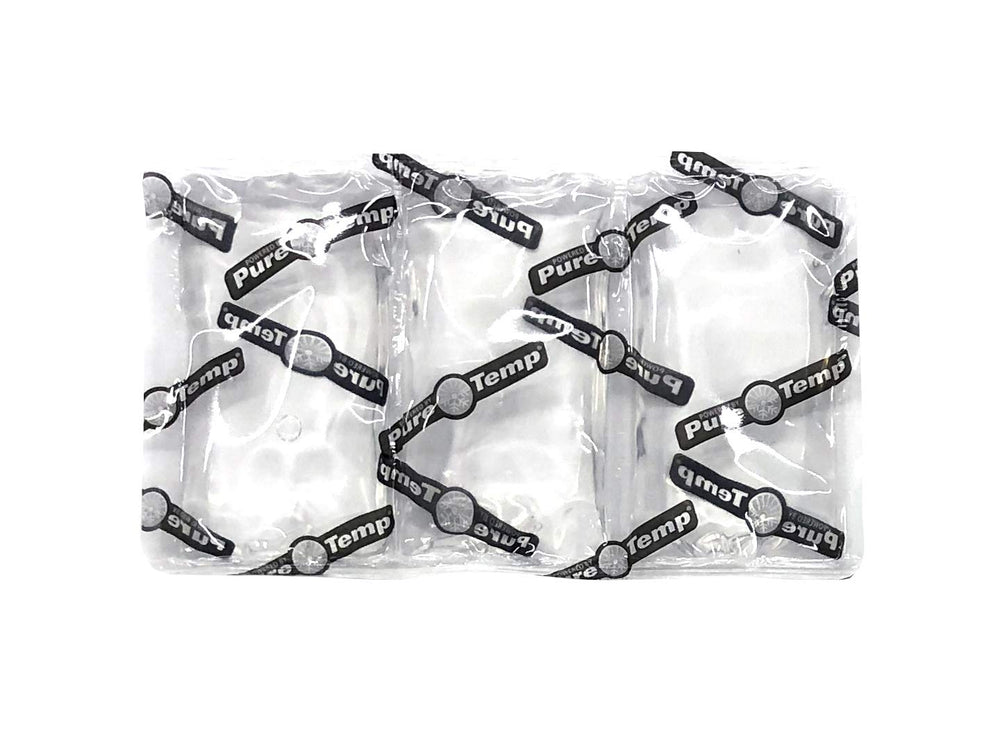 Glacier Tek packs recharging in ice water highlighting fast 30-minute recharge benefit