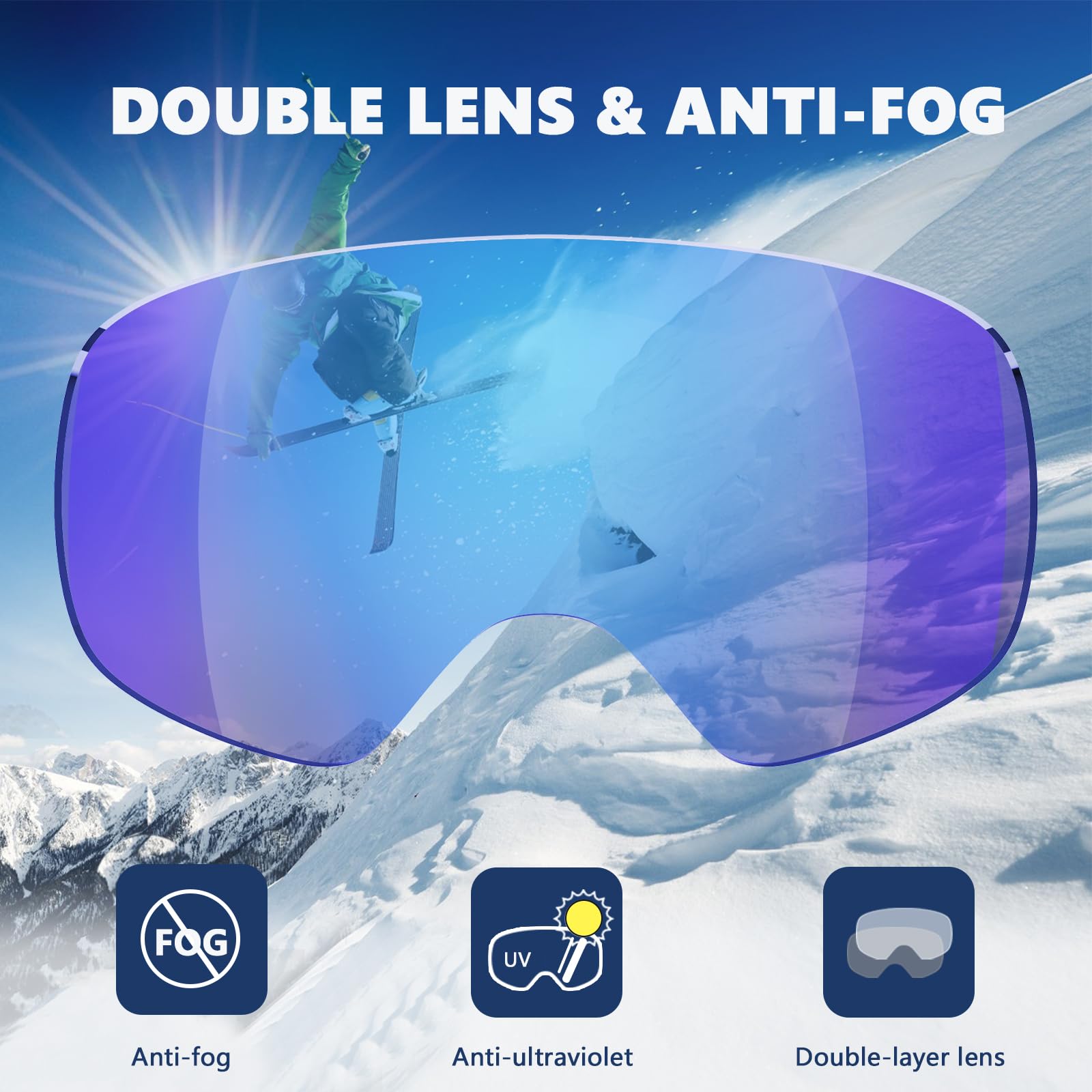 GlaRid goggles in use on snowboarder demonstrating clear visibility