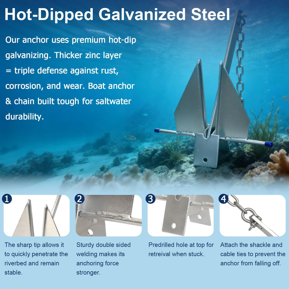 Glazir hot-dip chain detail demonstrating corrosion resistance for long-term marine use