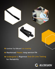Gledewen scratchers cutting ice on trail, illustrating consistent snow removal performance