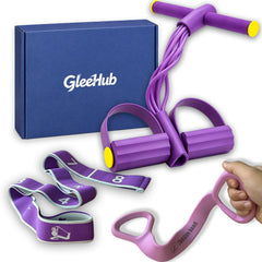 GleeHub front view of purple pedal resistance band showing kit and portability