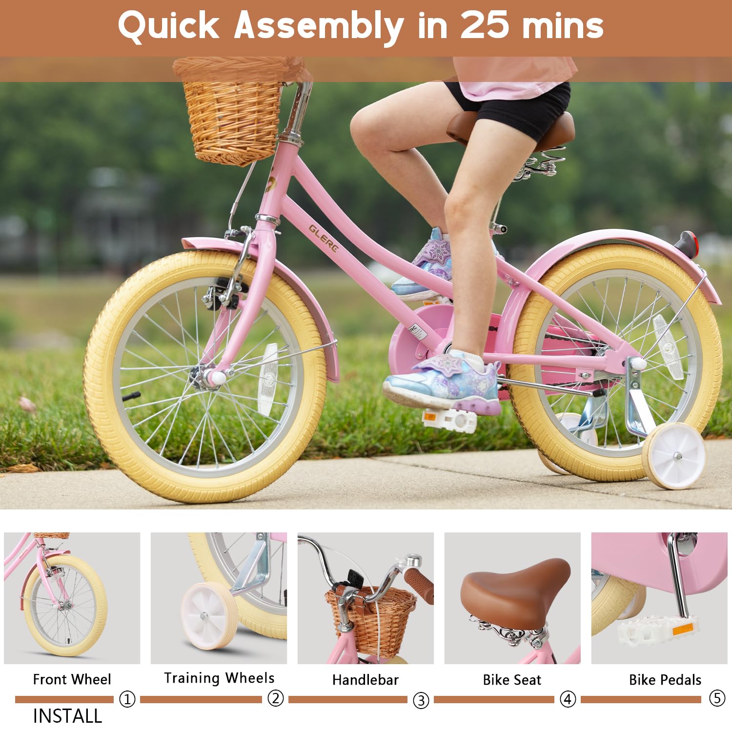Glerc bike in park with child riding, illustrating fun neighborhood use