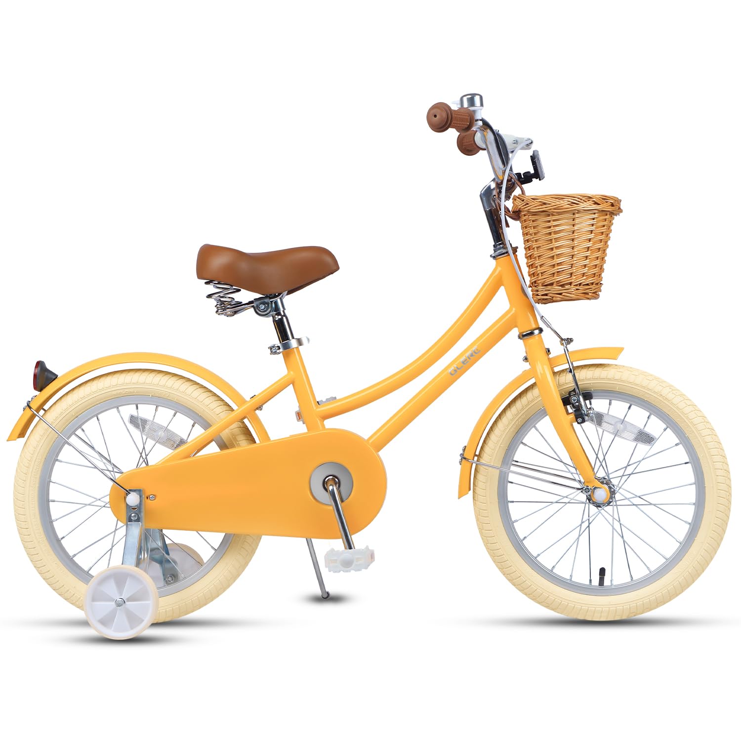 Glerc bike next to child illustrating correct 16-inch size fit