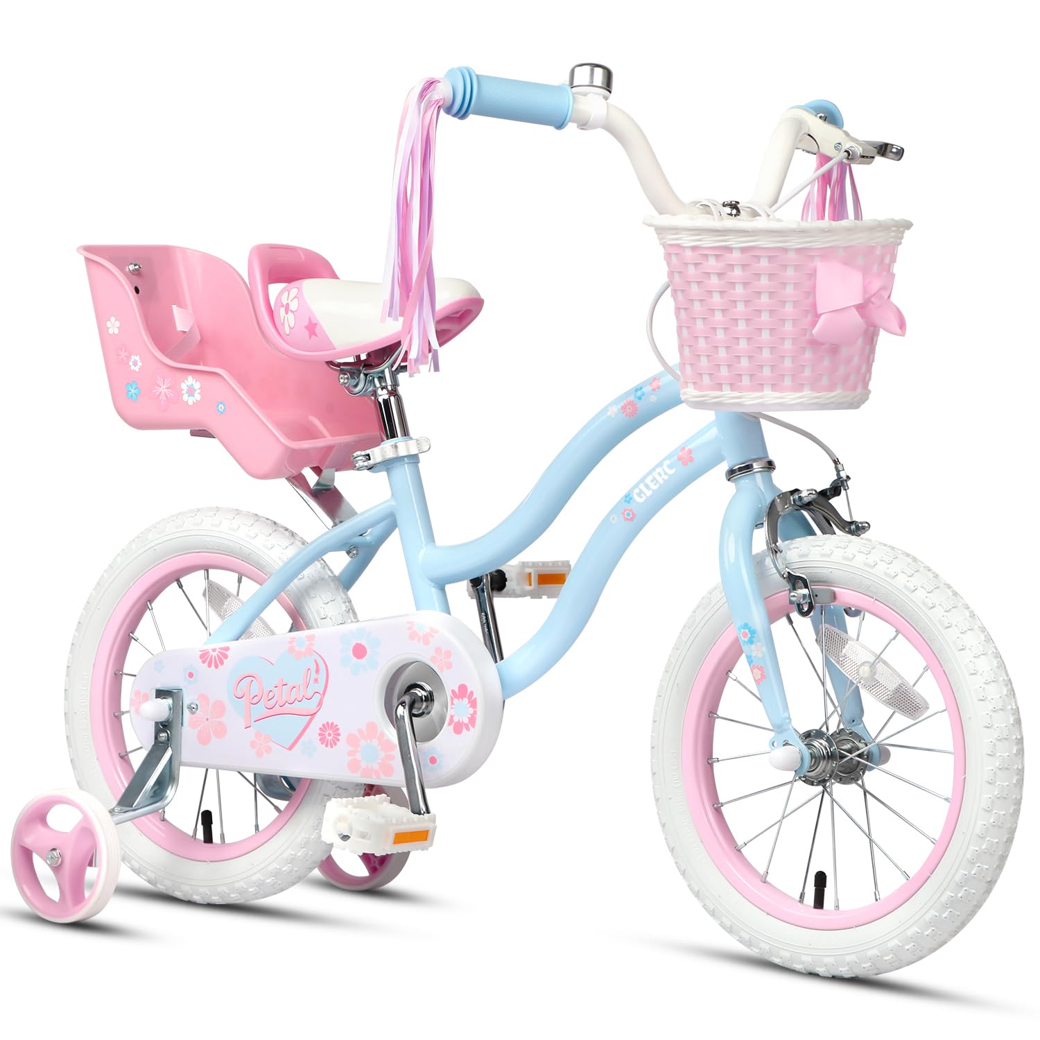 Glerc front view of bike showing princess styling and stable frame benefit