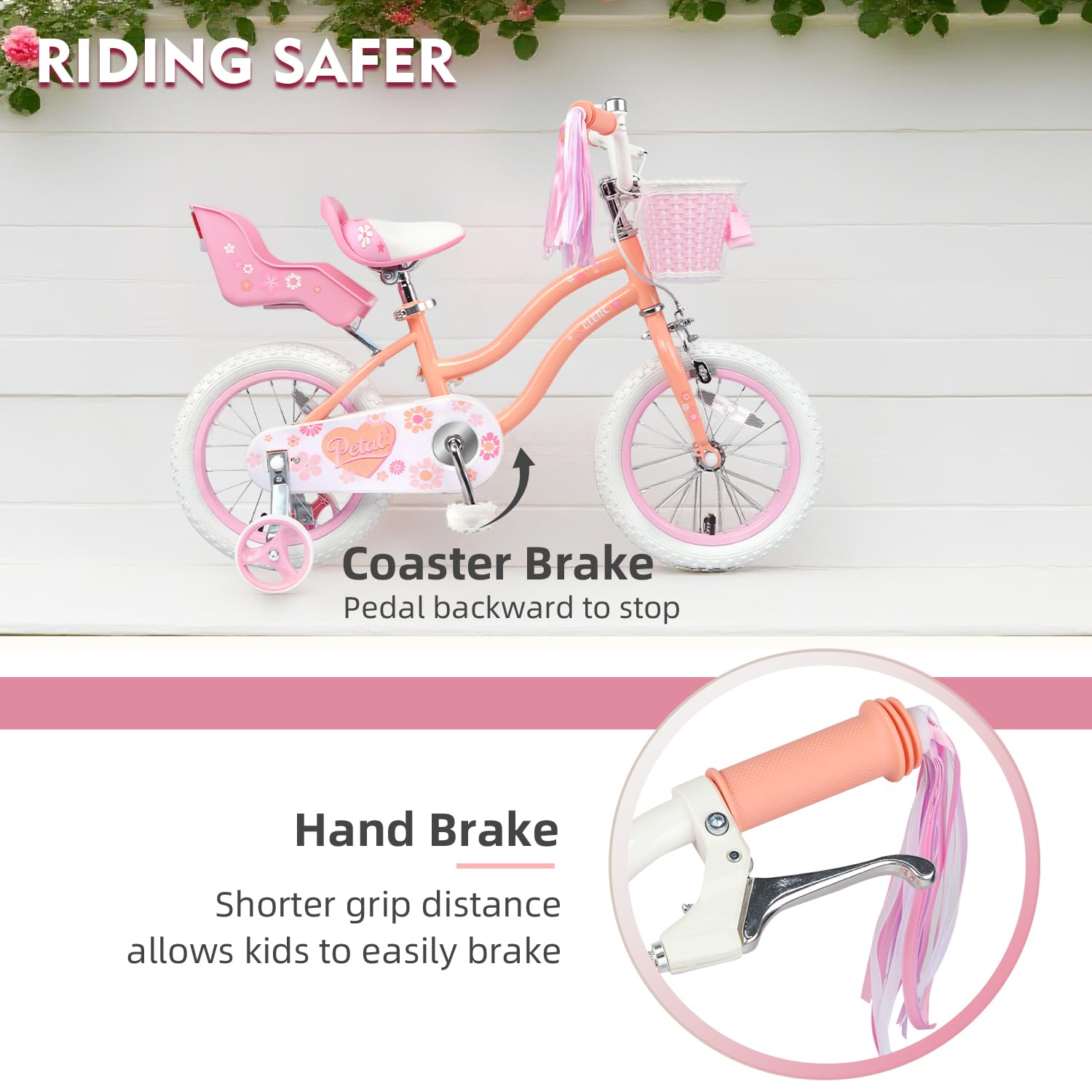 Glerc handlebars with streamers and basket adding charm and handy storage