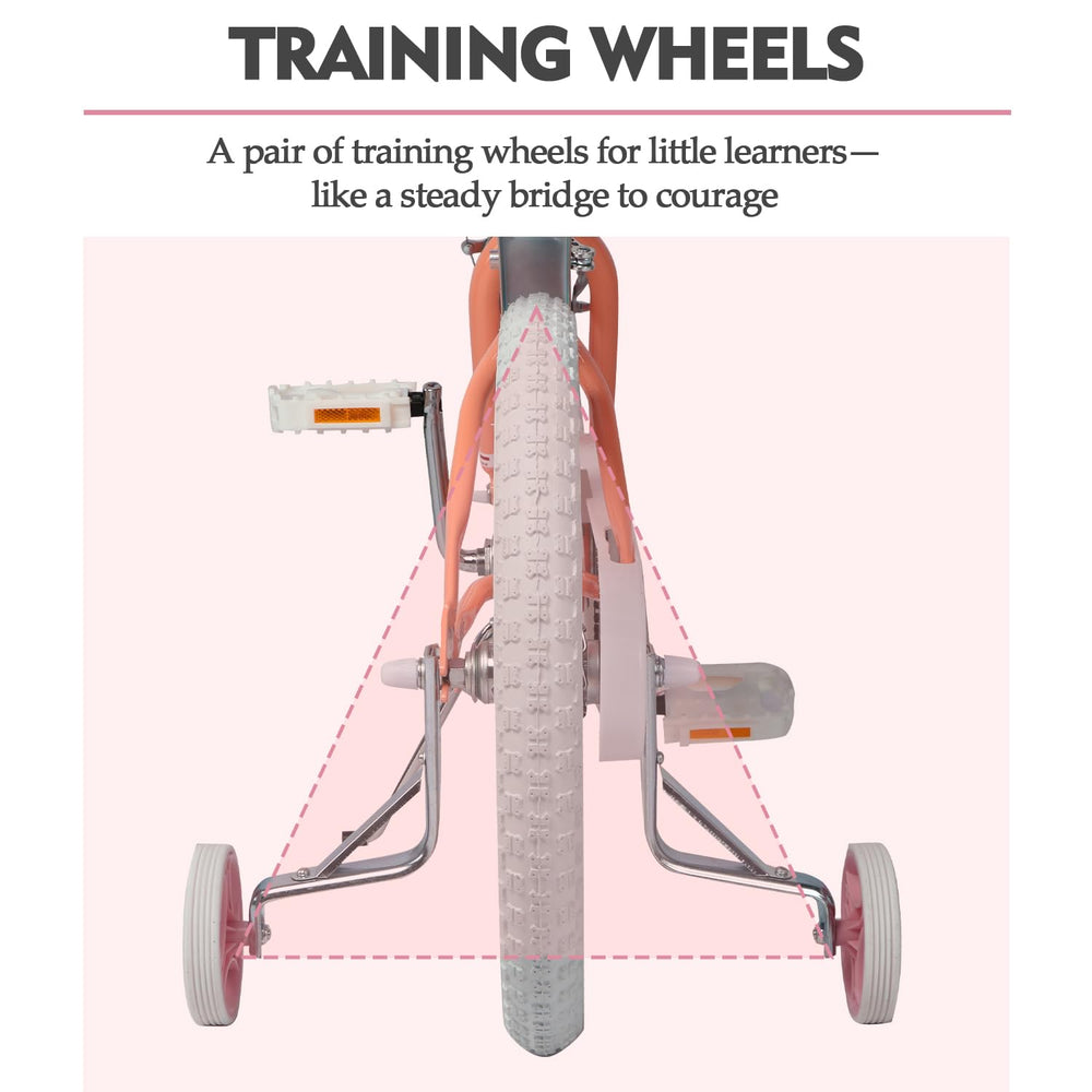 Glerc bike next to child to show 14-inch scale and proper fit