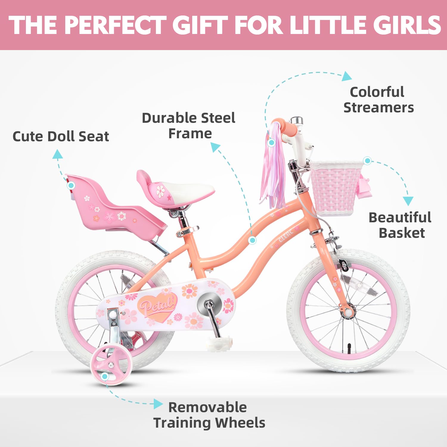 Glerc side profile with training wheels demonstrating stability for beginner riders
