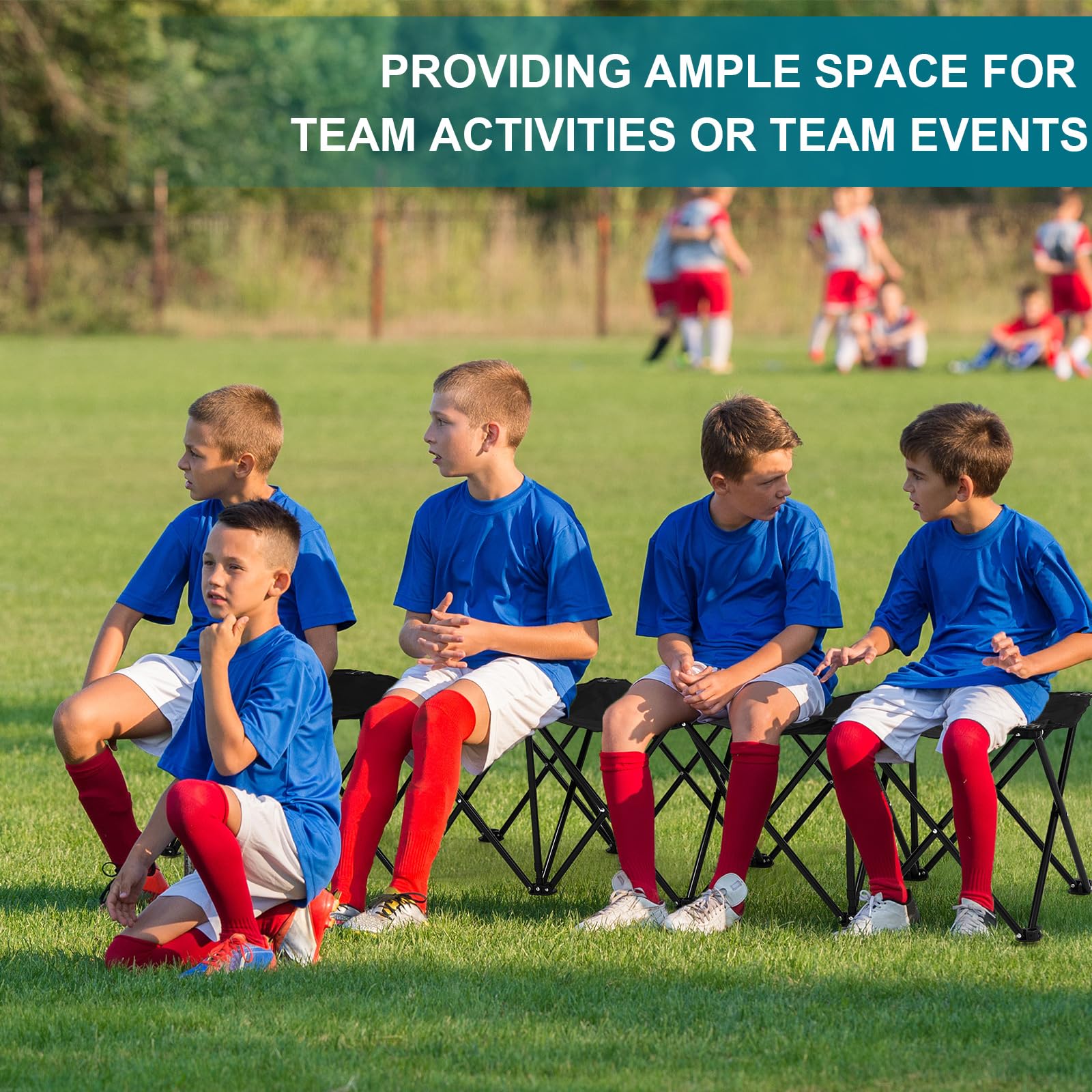 GlikCeil bench in use with players offering organized sideline seating