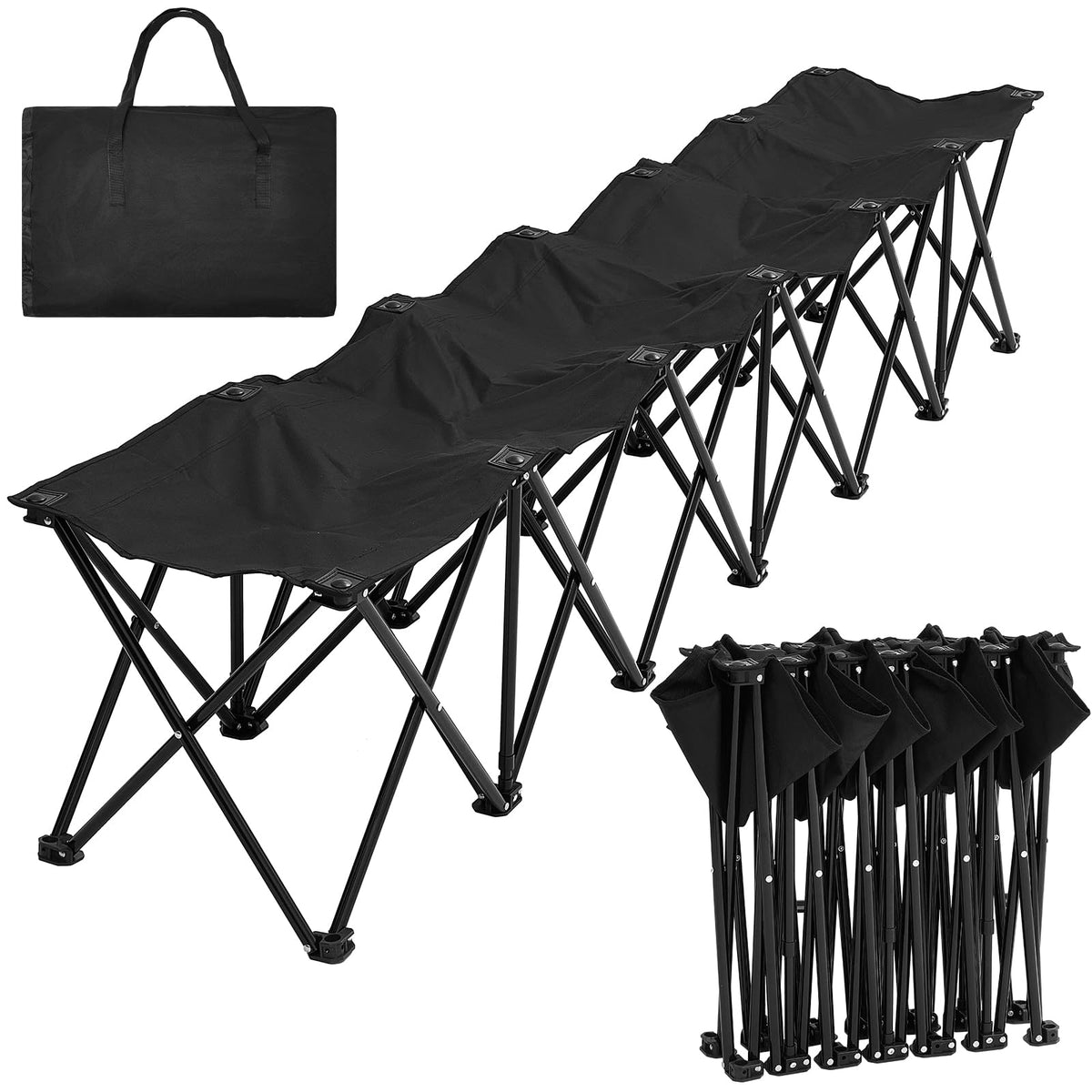 GlikCeil front view of six-seat bench showing full seating for teams