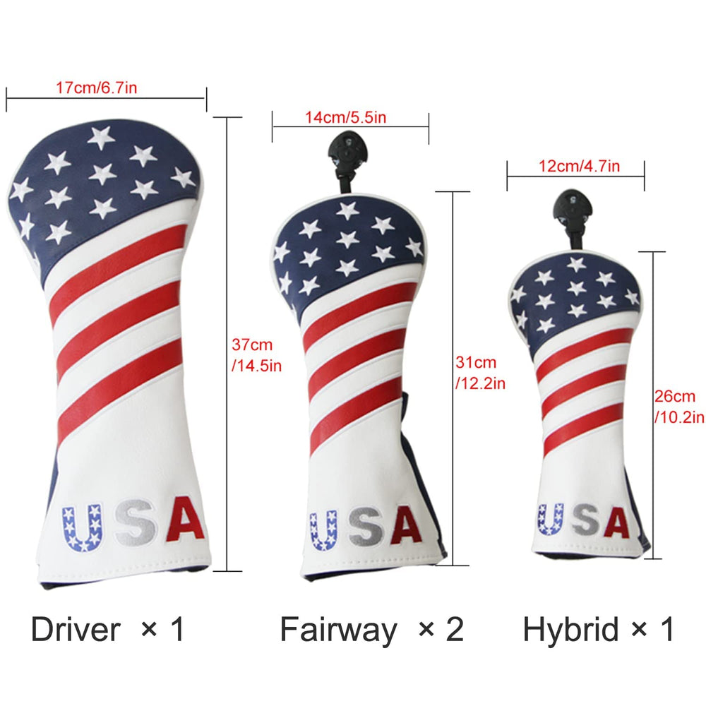 GLOOF driver cover front close-up showing secure fit and patriotic embroidery