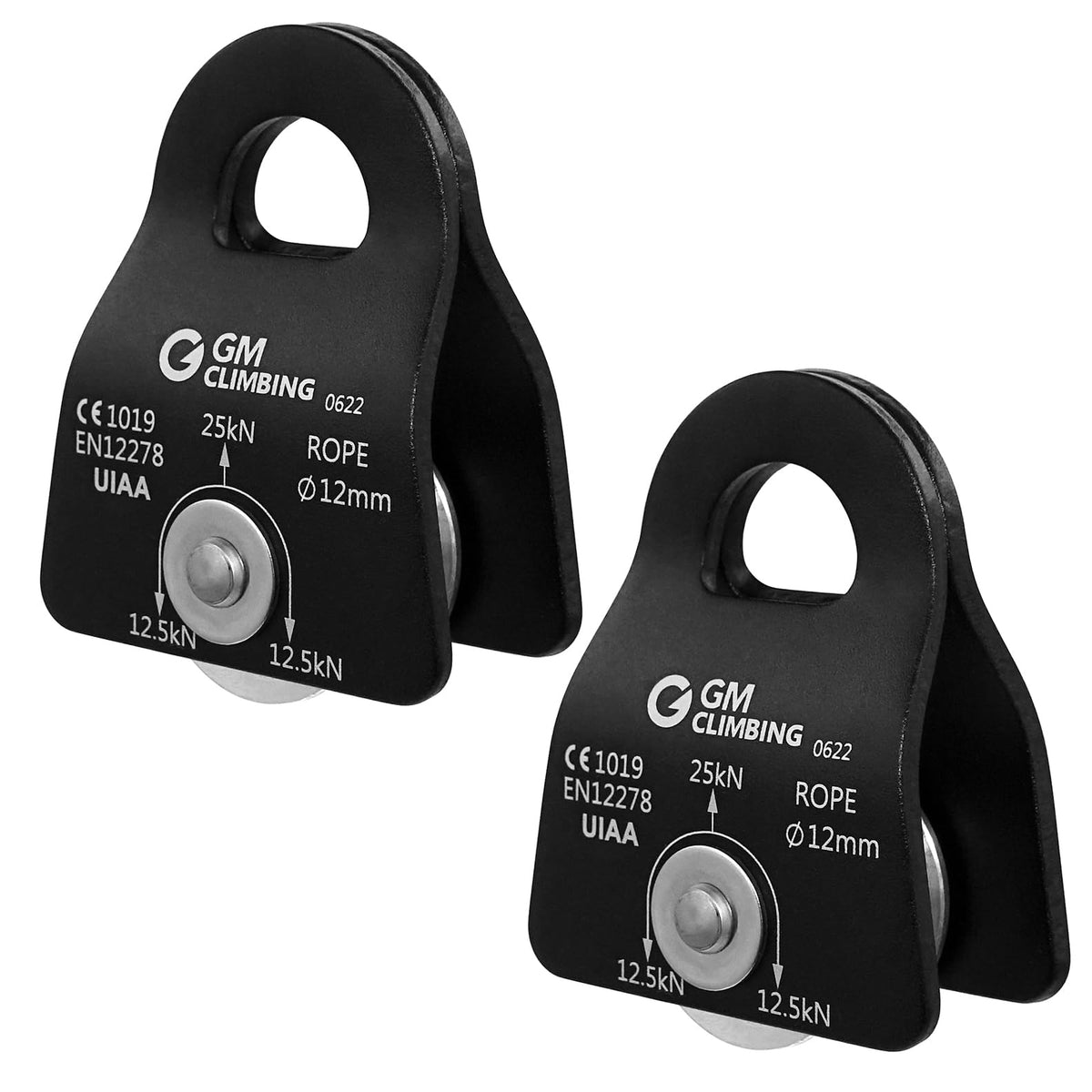 GM CLIMBING front view pair showing compact pulleys and attachment points for secure rigging
