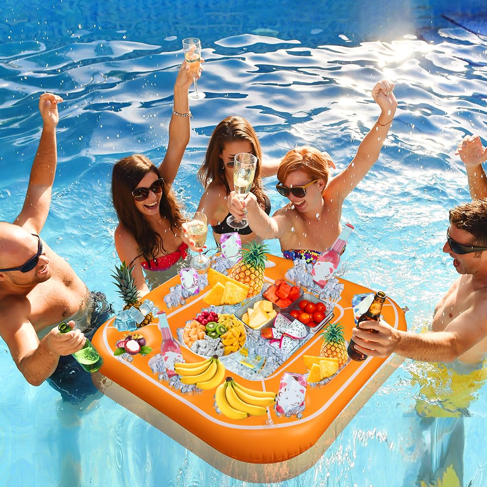 GNYOUS ice cooler compartment filled with ice to keep snacks and drinks cold