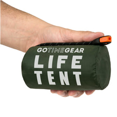 Go Time Gear front view showing compact waterproof shelter and fast setup benefit