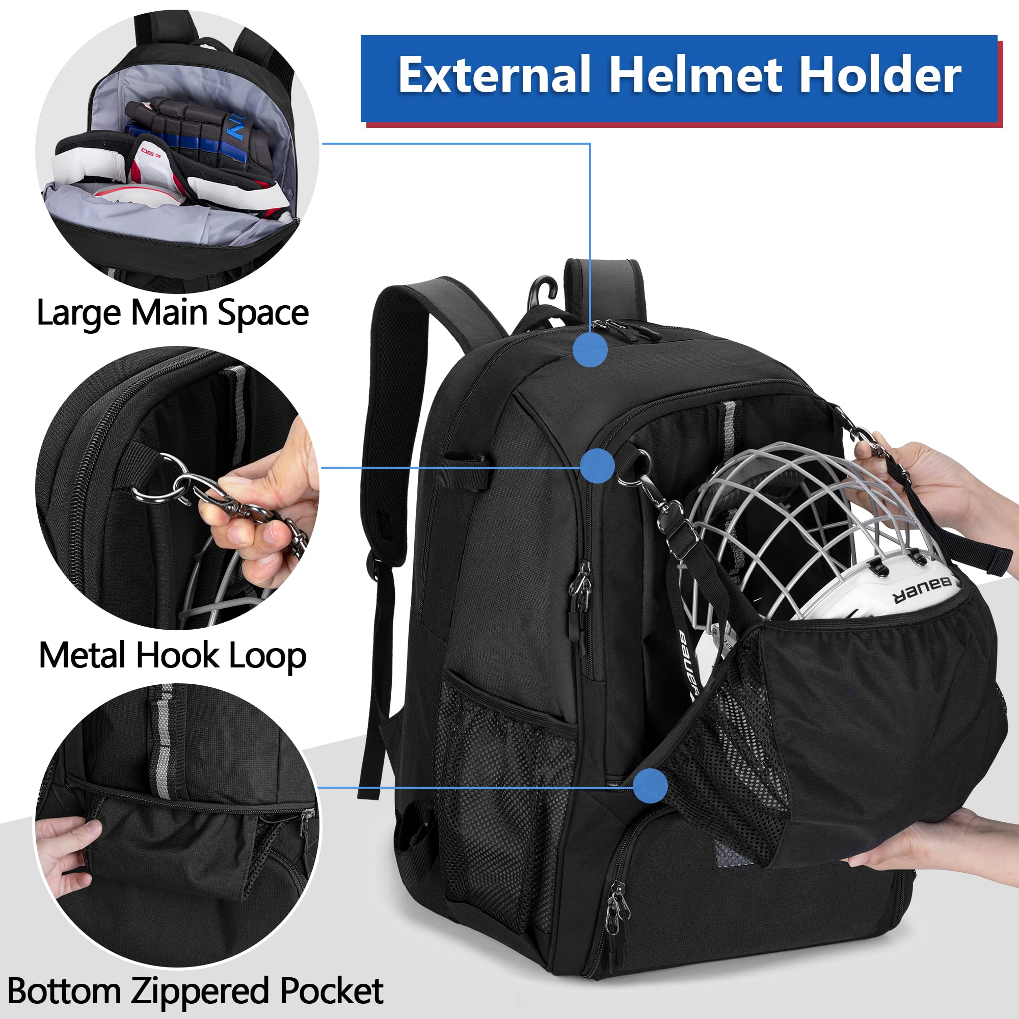 GOBUROS hidden helmet net pouch pulled out to store helmet securely and ventilated