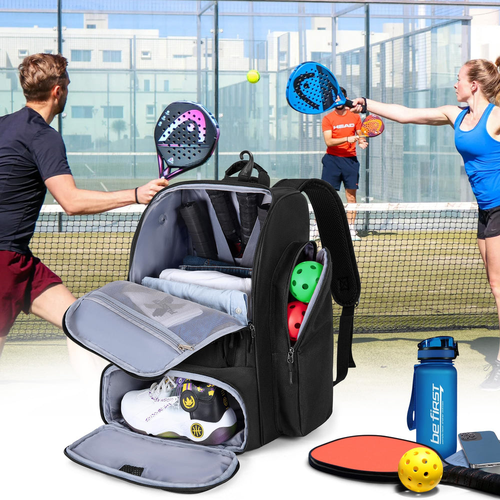 GOBUROS backpack placed court-side illustrating practical use and sport readiness