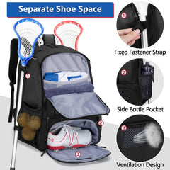 GOBUROS adjustable stick holder straps securing two lacrosse sticks for stable transport